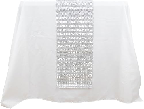 Miniatura 7 de Efavormart - Camino de mesa de 10 x 108 pulgadas con diamantes de imitación de cristal plateado brillante, rollo de cinta de malla de diamantes