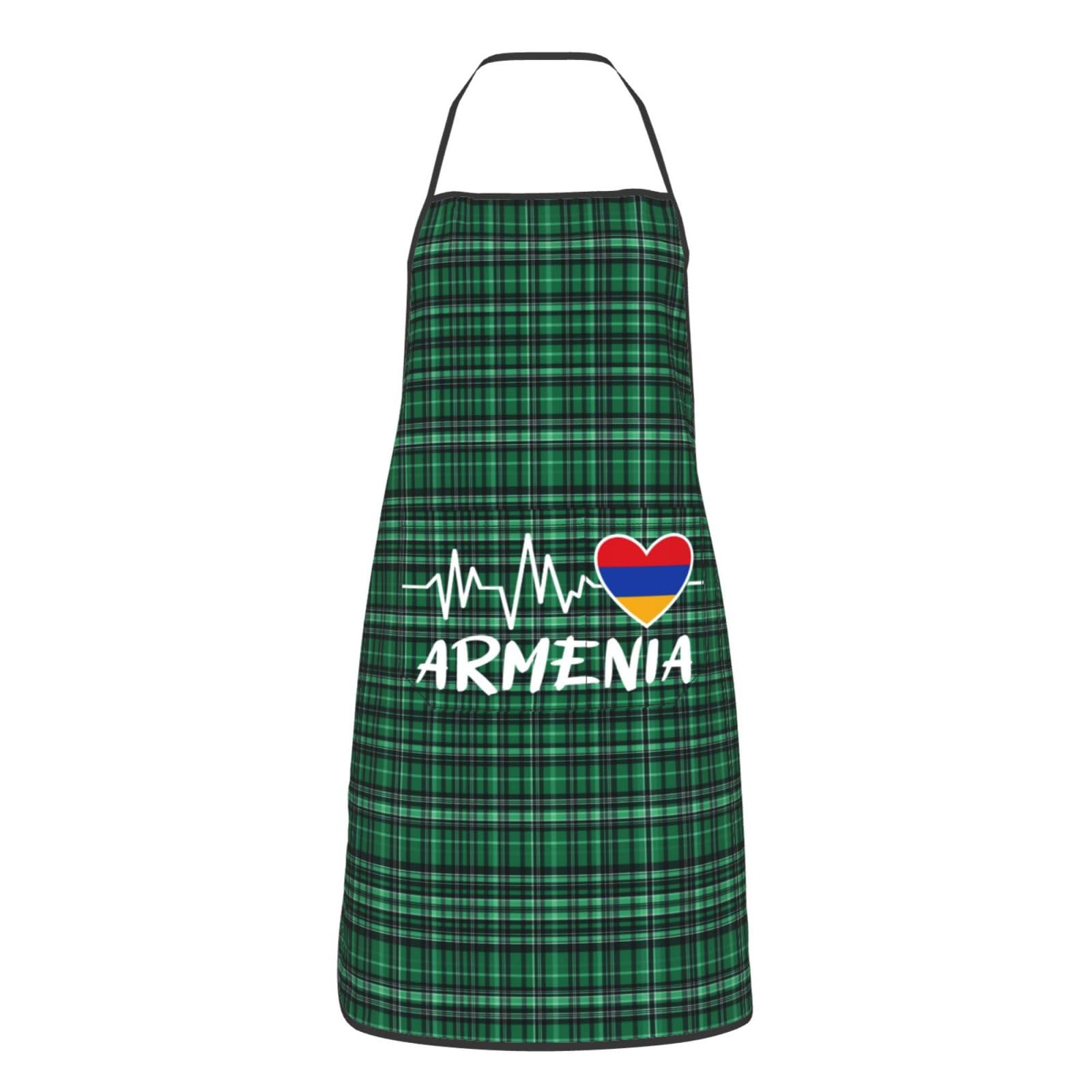 nopicsn Armenia Heartbeat Apron for cooking with Pockets Women Men Kitchen Chef Funny Aprons