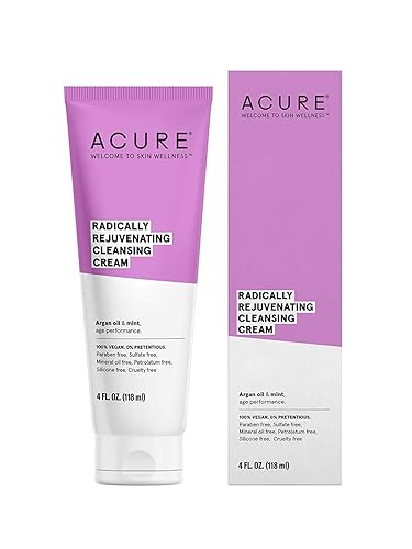 Acure Organics, Crema limpiadora facial, aceite de argán + menta, 4 fl oz (4.0 fl oz)