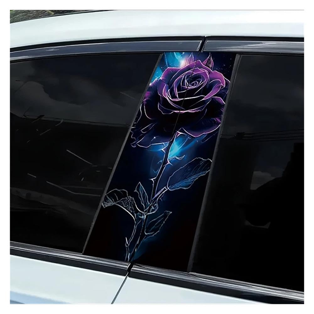 Auto Accessory 2 Pieces of Car Center Column Decal Rose Smooth Material Protection Film
