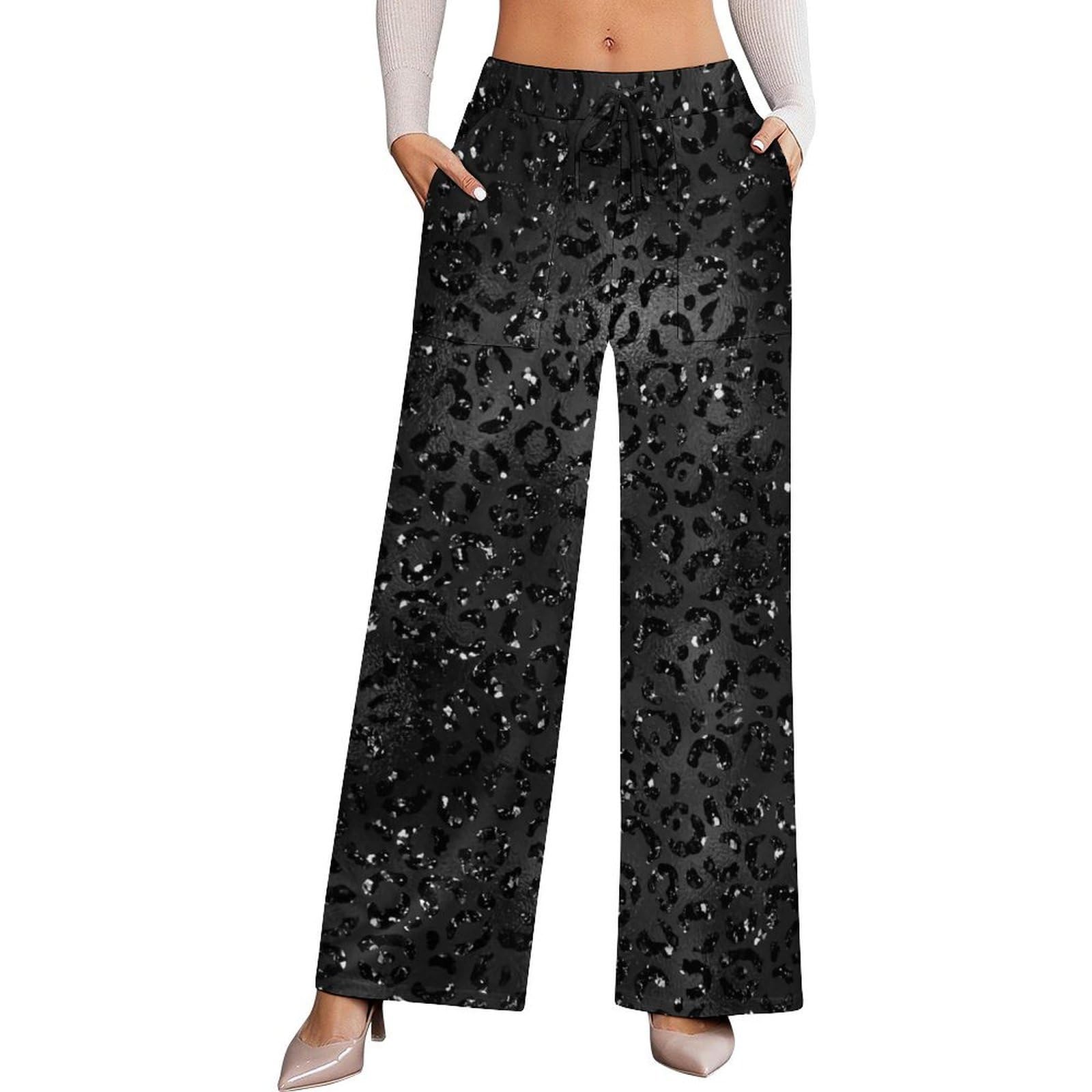 Leopard Animal Print Red Stretch High-Waisted Wide-Leg Pants Womens Versatile Casual Wear