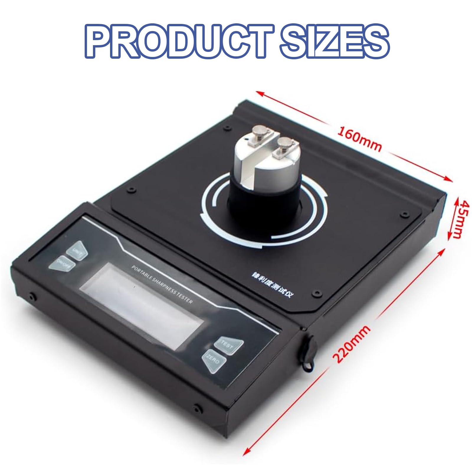 Tester di affilatura della lama, strumento portatile di rilevamento dei bordi con alta sensibilità, assorbimento libero a 360°, risoluzione 1g/0.1g per vari coltelli