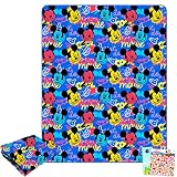 Disney Mickey Mouse Blanket Set - Bundle Soft Fleece Blanket Plus Stickers, More for Kids, Adults, Children | Cozy Mickey Fleece Throw 40' x 50”