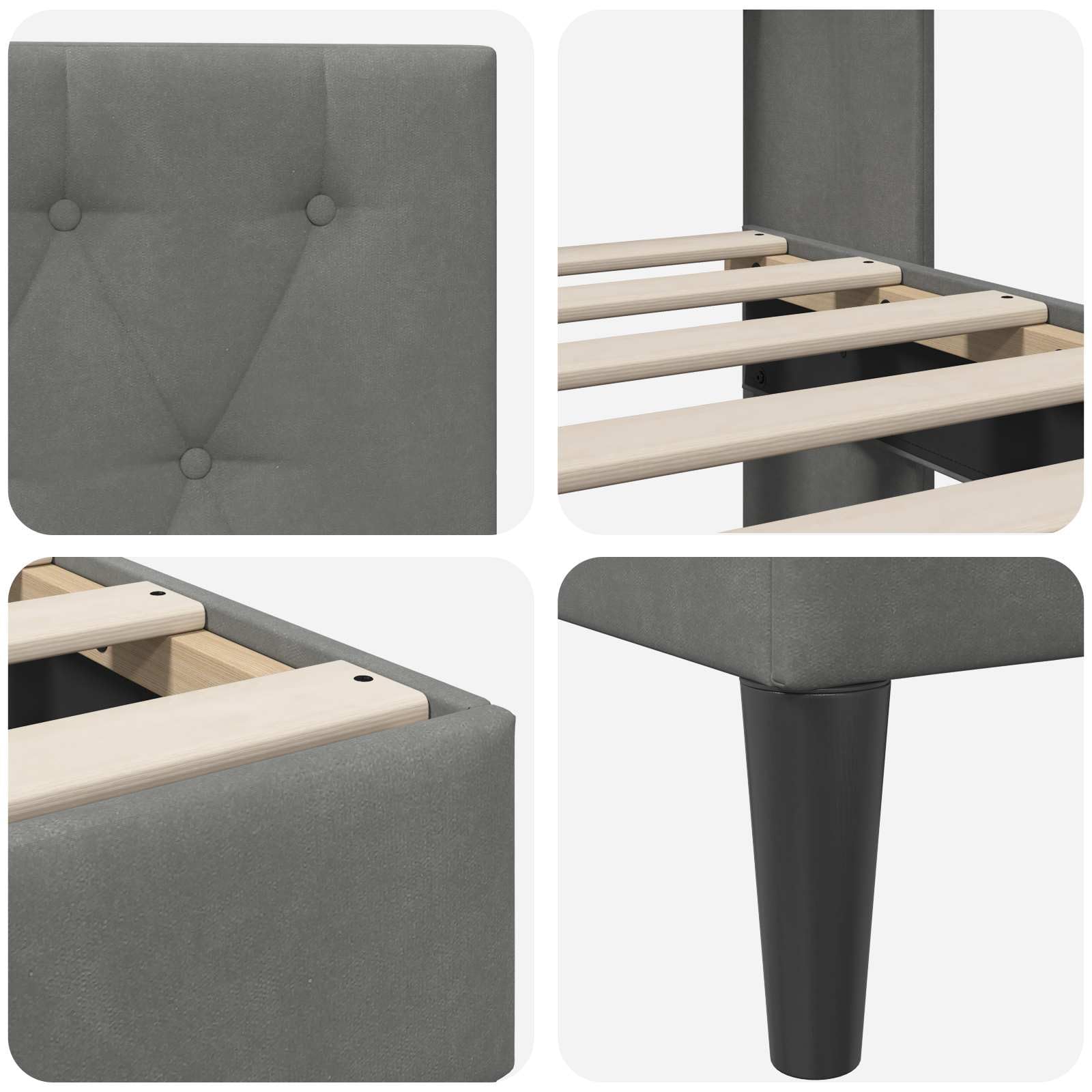 vidaXL Struttura del letto Grigio Scuro 120 x 190 cm Velluto, Camera Moderna, Letto in Velluto, Design Rettangolare, Setup Pratico, Biancheria Elegante, Stile Funzionale