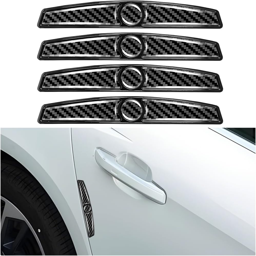 4PCS Carbon Fiber Car Door Edge Guards, Anti-Scratch Vehicle Door Corner Bumper Protector Trim, Self Adhesive Automotive Exterior Protection Accessories, Universal for Truck SUV Sedan