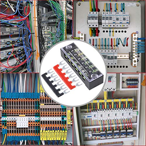 Hilitchi 12Pcs 600V 15A 6 Position Double Row Screw Terminal Strip And 400V 10A 12 Postions Red/Black Pre Insulated Terminal Barrier Strip #TOP6