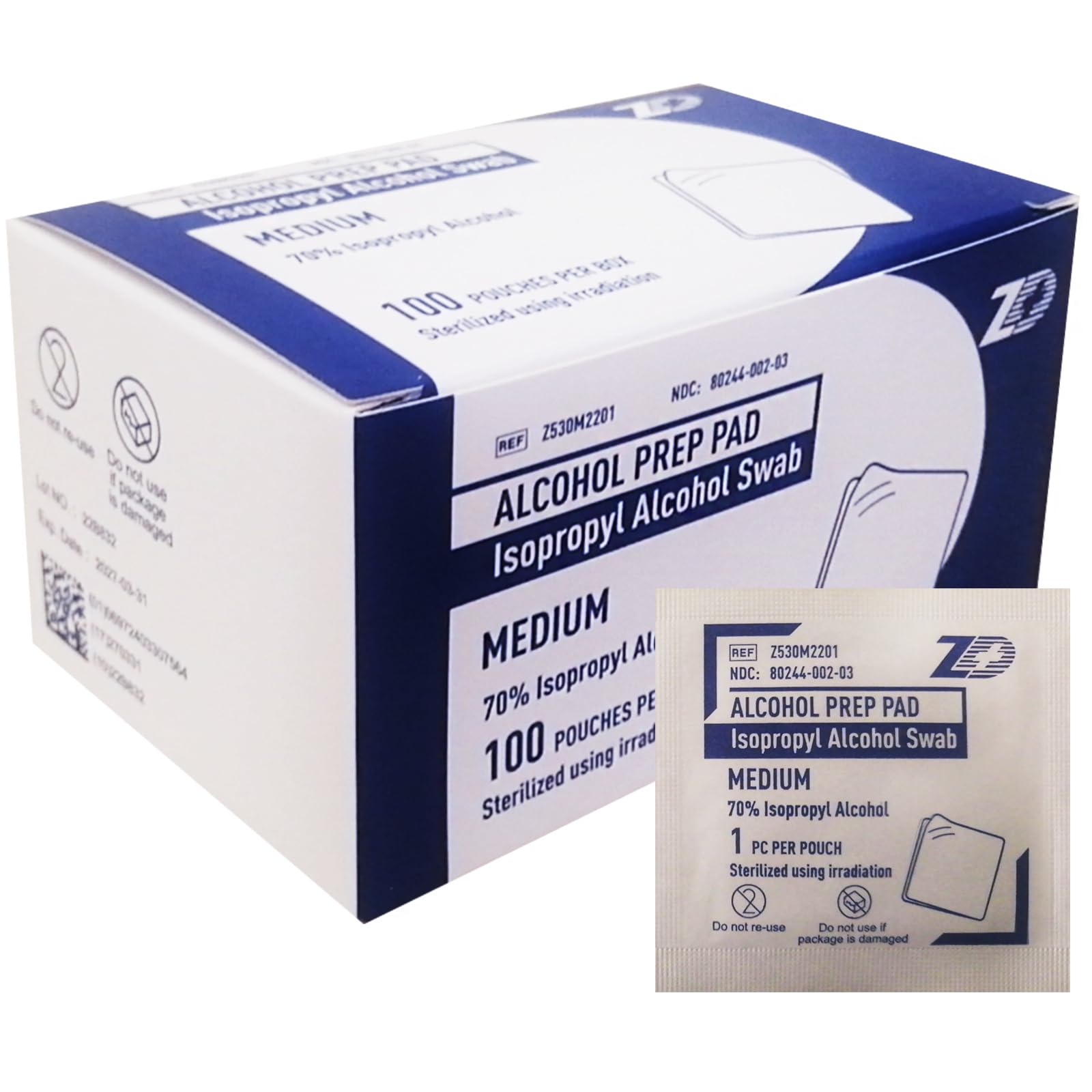 Alcohol Prep Pads, 100-Pack - Sterile, Individually-Wrapped, Medical-Grade Isopropyl Cotton Swabs