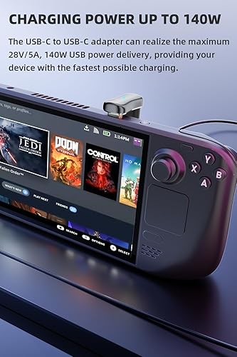 Miniatura 2 de AreMe 180 USB C Adapter (2 Pack), 180 Degree Angle USB-C Male to Female 20Gbps PD 140W Adapter for Steam Deck, Switch, Laptop, Tablet, Phone and