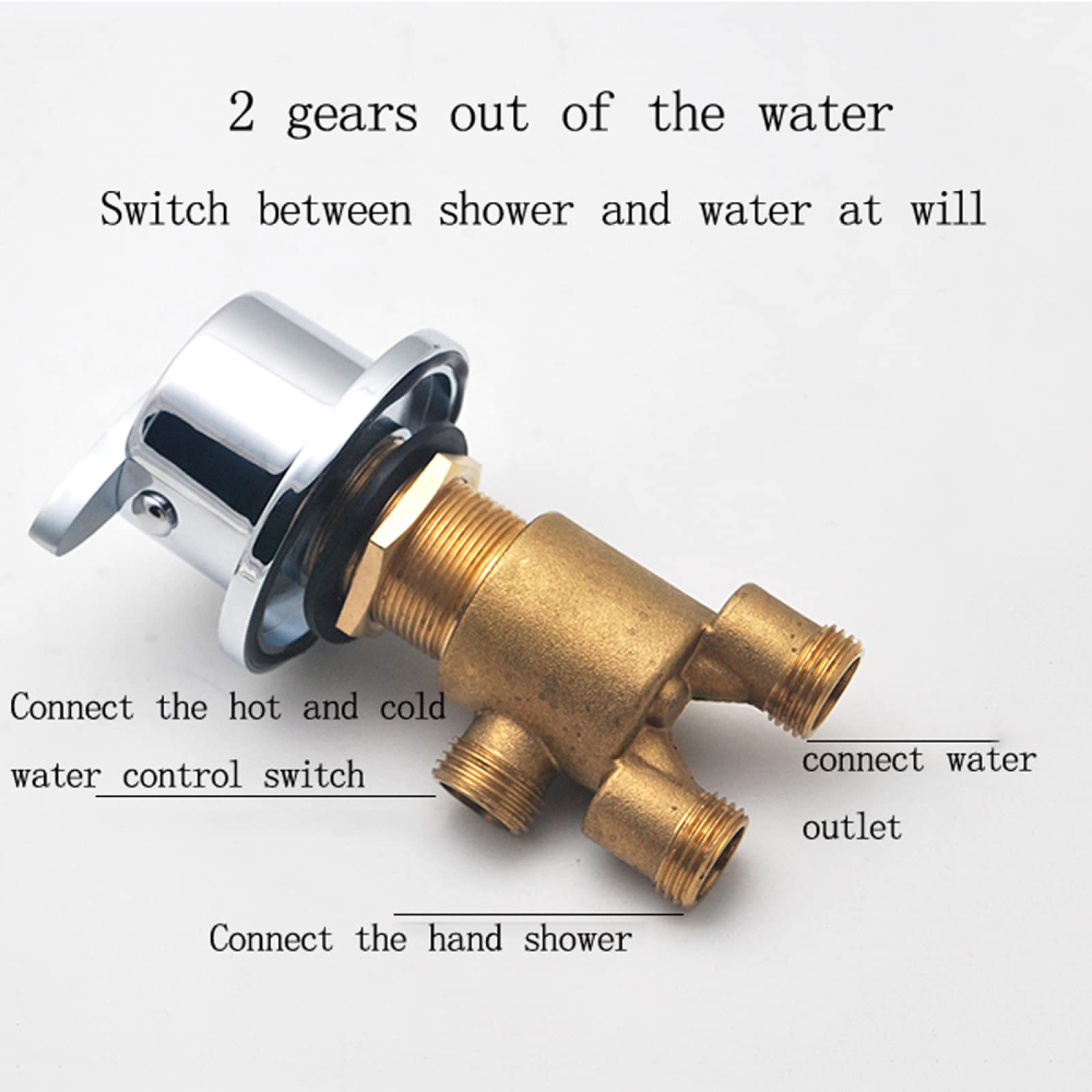 Desvide válvulas de Agua fría y Caliente, Grifo Mezclador de Ducha Dividido latón Cromado con Conector G1/2" y válvula desviadora Agua fría Caliente