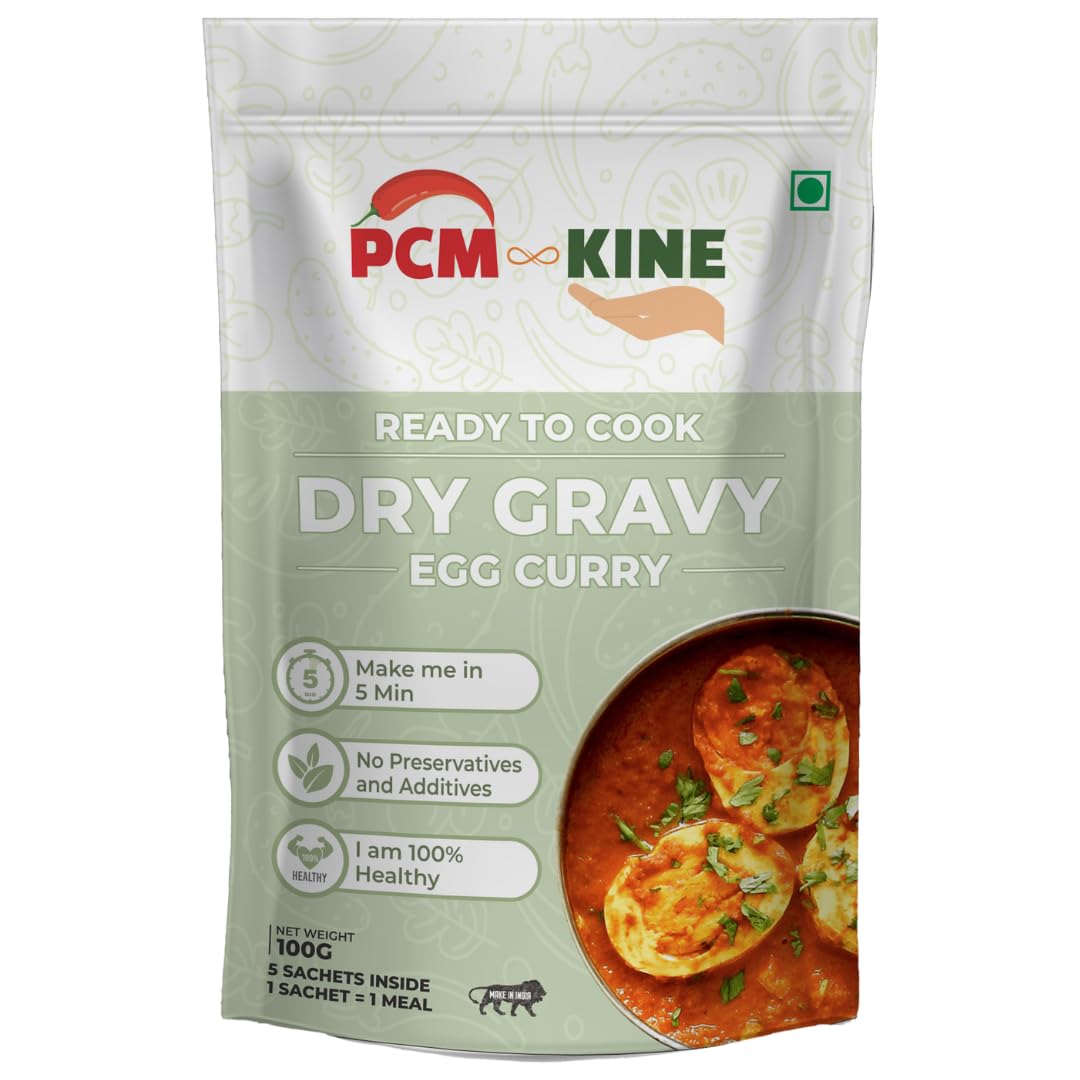 PCM ∞ KINE Dry Gravy Ready-to-Cook Egg Curry, Quick & Tasty Anda Curry Masala Mix, Perfect for Egg Gravy, Curried Eggs & Masala Egg Dishes, Ideal Travel Food, Ready in 5 Mins. - 100g / 5 Portions (B0CW9YL11T) Amazon Price History, Amazon Price Tracker