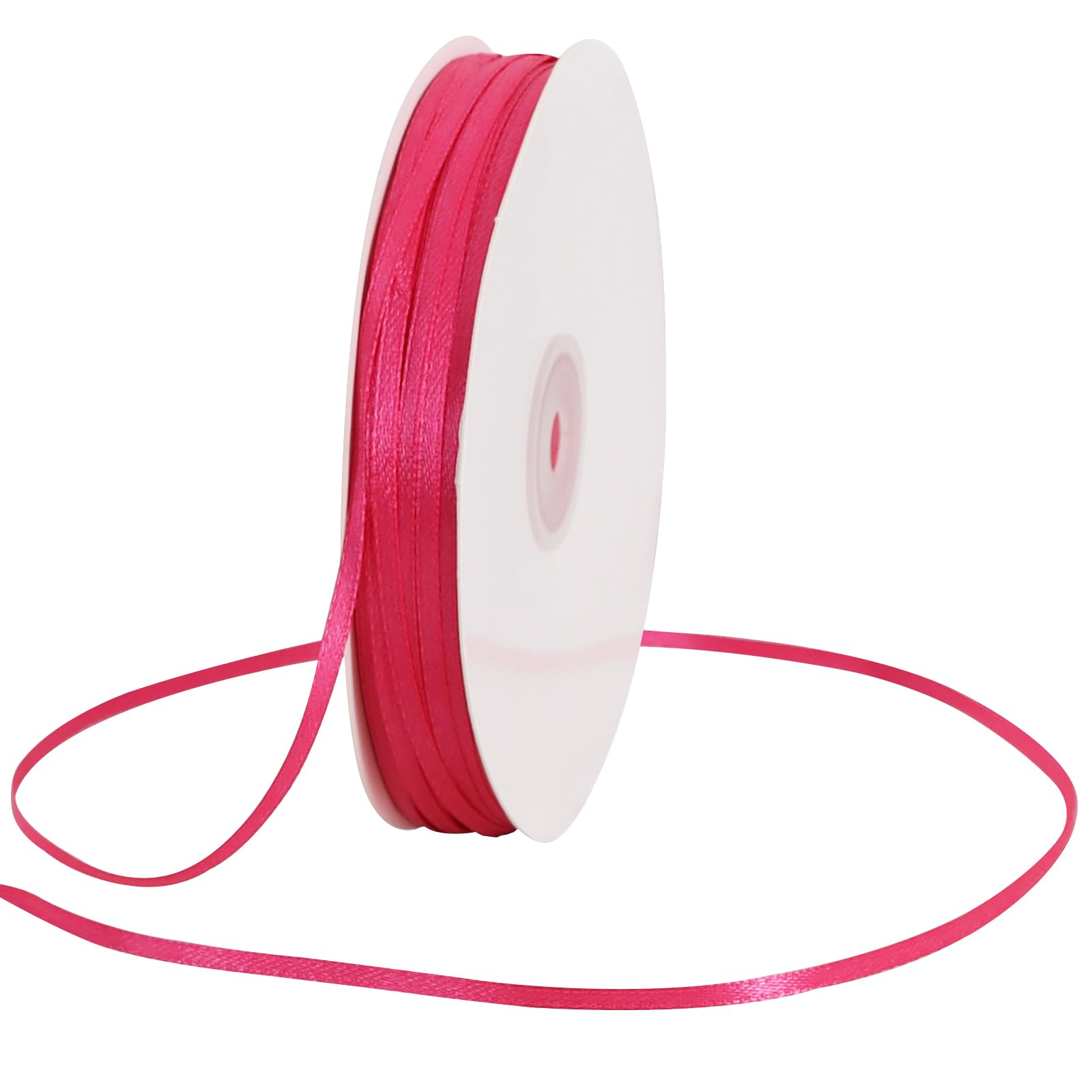 TONIFUL 1/8 Inch x 200 Yards Hotpink Thin Solid Satin Ribbon Giant Spool Double Face Ribbons for Crafts Hanging Tags Invitation Card Balloons Bouquet Hair Gift Wrapping Party Decoration