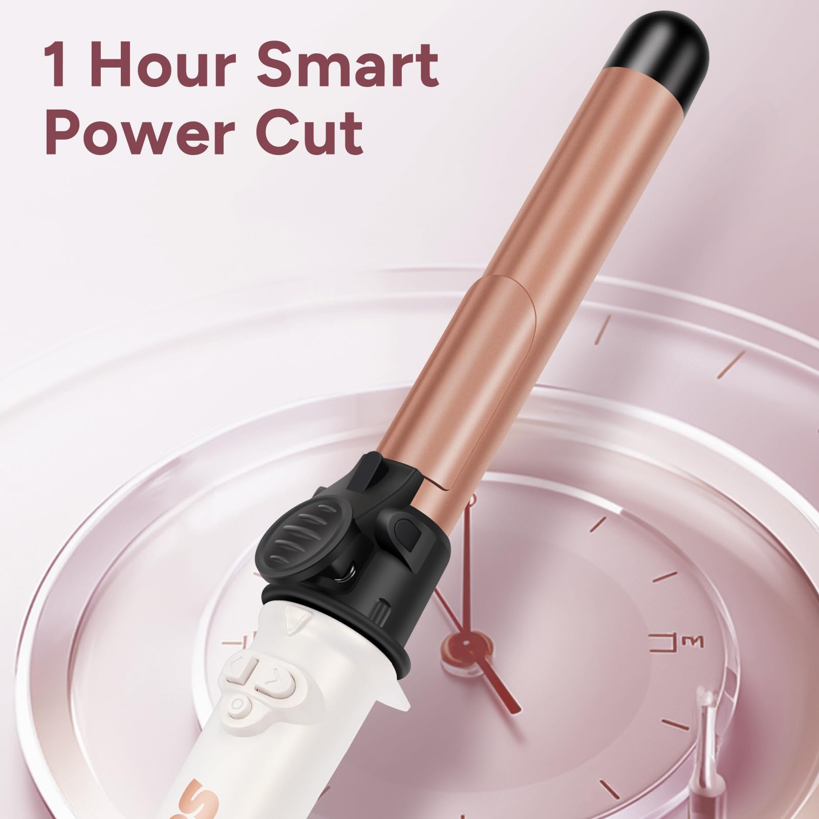 Rizador de Pelo Automático, Rizador Automático con Abrazadera, 5 Configuraciones de Calor Cable Eléctrico Giratorio de 360°, Rizador de pelo Giratorio Automático Función de Reinicio Automático (26MM)