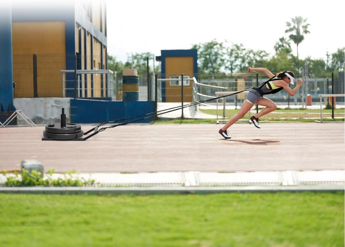 SELEWARE Weight Sled Workout Sled Fitness Strength Training Sled Speed Training Sled for Athletic Exercise and Speed Improvement Suitable for 1" and 2" Weight Plates