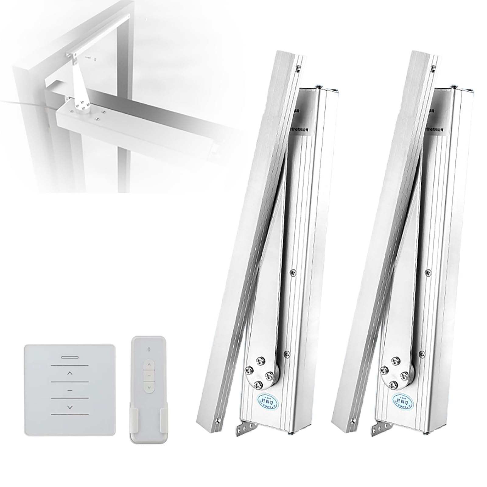 Apriporta Elettrico Automatico, Apriporta con Braccio Oscillante Articolato, Driver per Finestra Verso L'esterno, Apertura Verso L'interno, Chiusura/Apertura della Finestra con Telecomando 2PCS