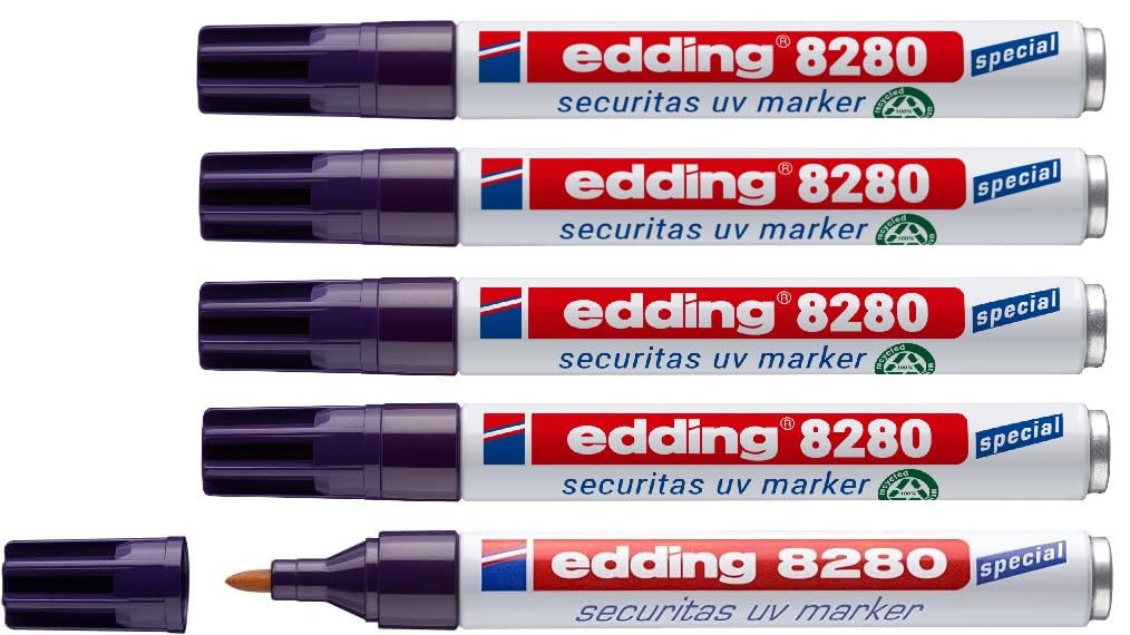 edding 4-8280100_2 Permanent-Marker, UV Marker (UV Marker, 1 stück (5er Pack))
