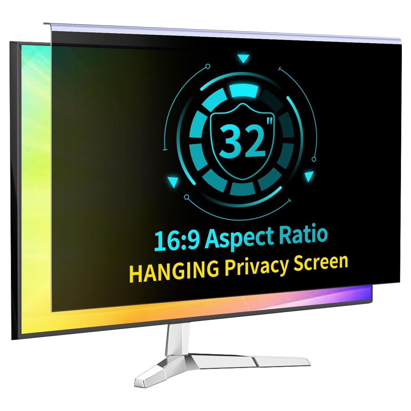 Fockety Filtro per schermo per computer da 32 pollici, tipo sospeso Pannello proteggi schermo con rapporto di aspetto 16:9 con blocco della luce blu per monitor widescreen
