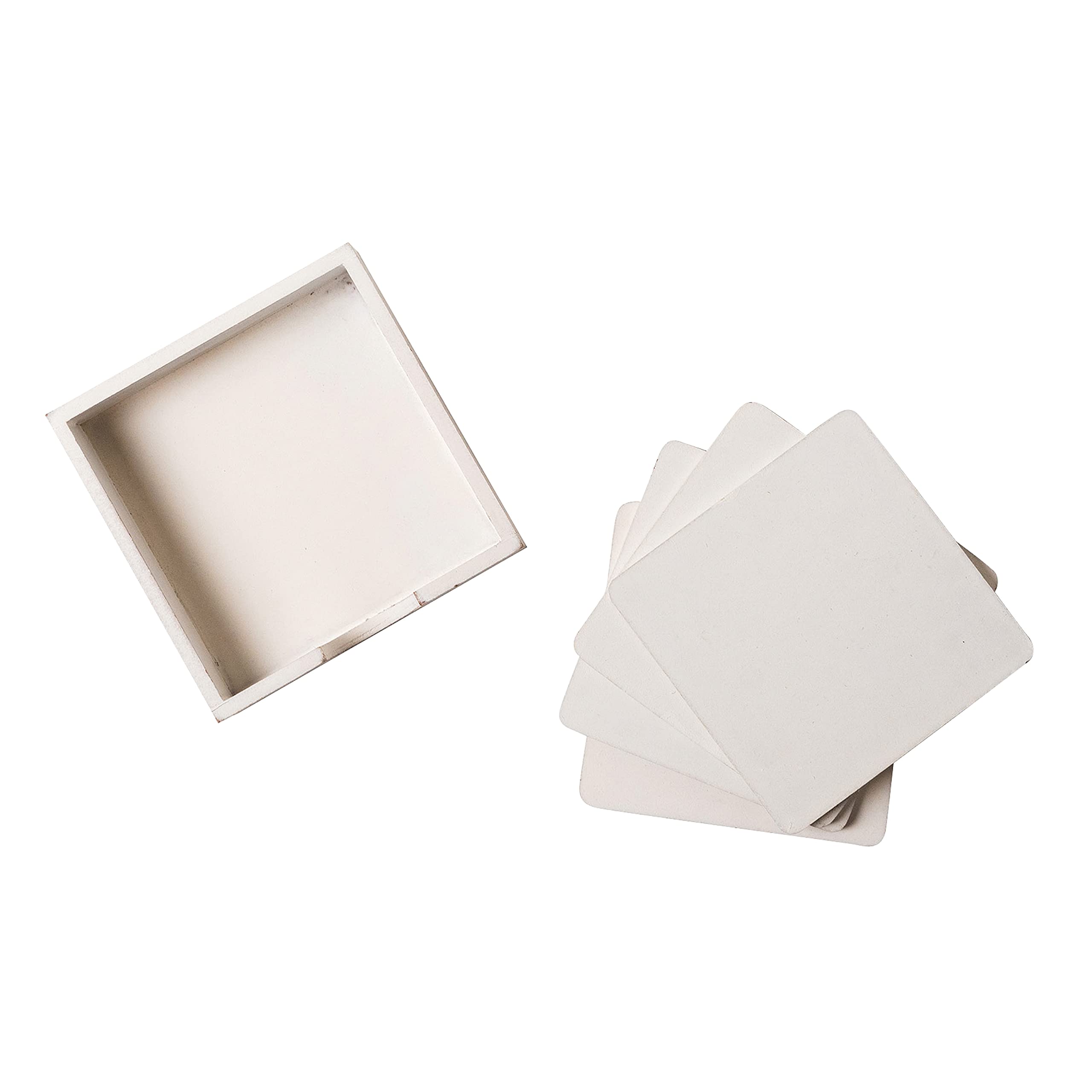Plugstore - Pack Van 6 Witte Houten Liefde Hart Onderzetters In De Provence Grijs Of Natuurlijke Houten Opbergdoos Shabby Chique Drankjes Bar Onderzetters Rustieke Woondecoratie