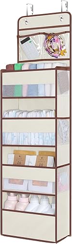 Organizador Univivi para colgar en la puerta, armario de guardería, con 4 bolsillos grandes y 3 pequeños bolsillos de cloruro de polivinilo, para