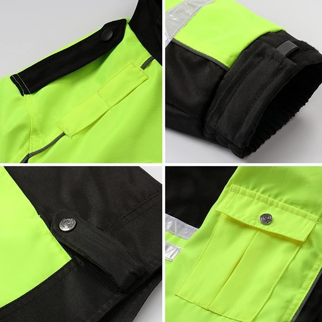 Alta Visibilidad de Seguridad de Seguridad de Trab Traje reflectante de ciclismo, chaqueta de seguridad de tela, chaqueta cálida reflectante de color amarillo fluorescente con chaleco de construcción