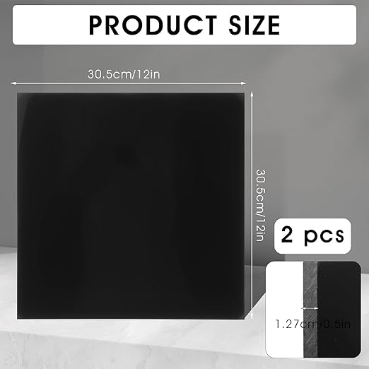2 Láminas de HDPE Negro 30.5x30.5x1.27 cm, Placa de Polietileno de Alta Densidad miniatura 2