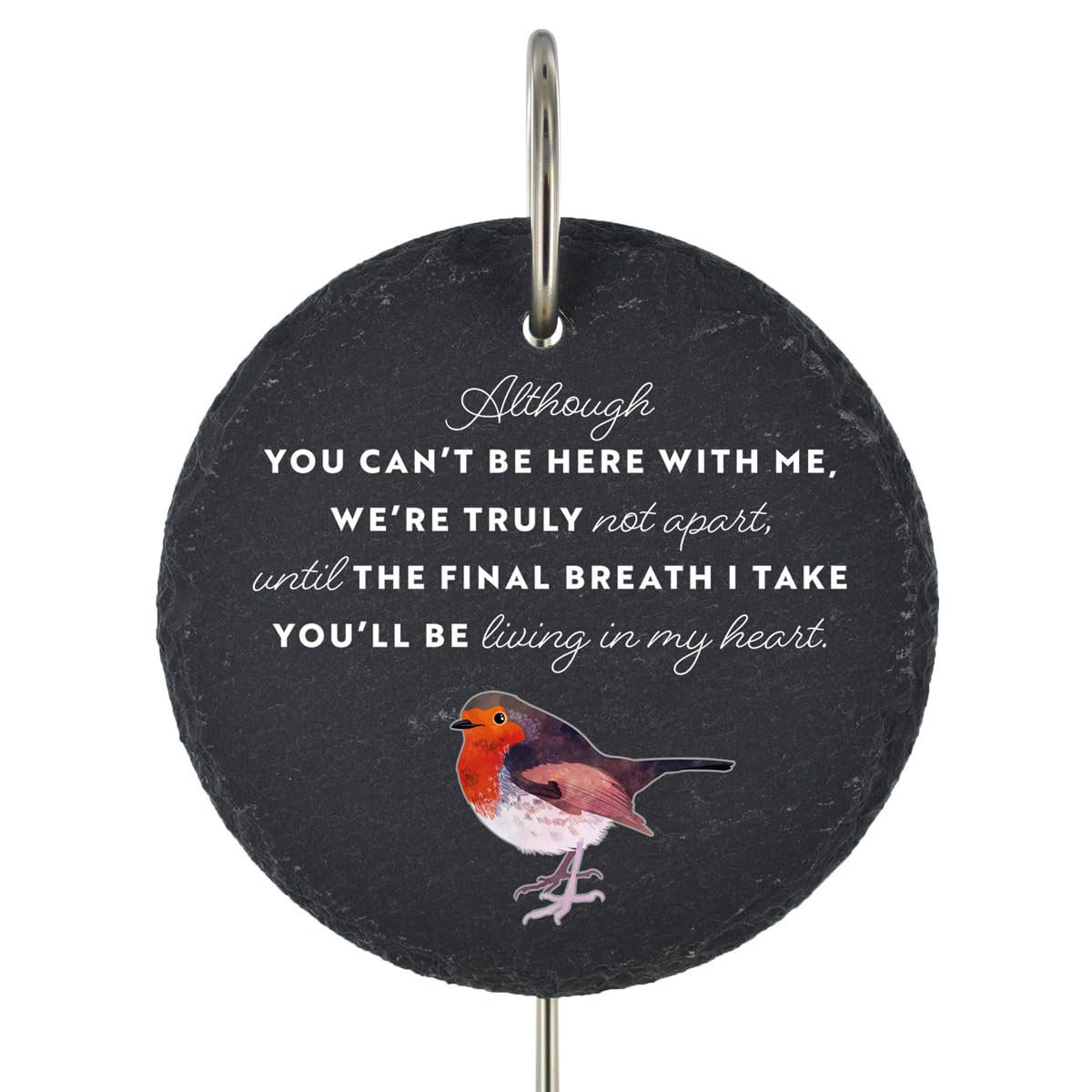 Global Designs Slate With Protective Coating & Uv Print Robin Grave Stick Marker Plaque Ornament Memorial Slate Graveside Decor Sentimental Tribute Graveside Decor 25X11cm
