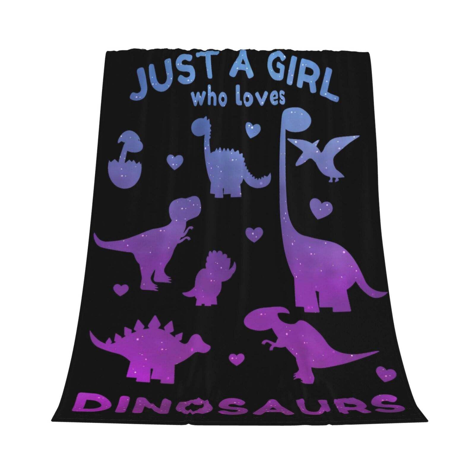 GardEssere Just A Girl Who Loves Dinosaur Blanket Throw Dinosaur Gifts for Girls Flannel Galaxy Cartoon Blankets Warm Soft Lightweight Throws for Sofa Bedding for Women Kids 150x200 CM — image 1