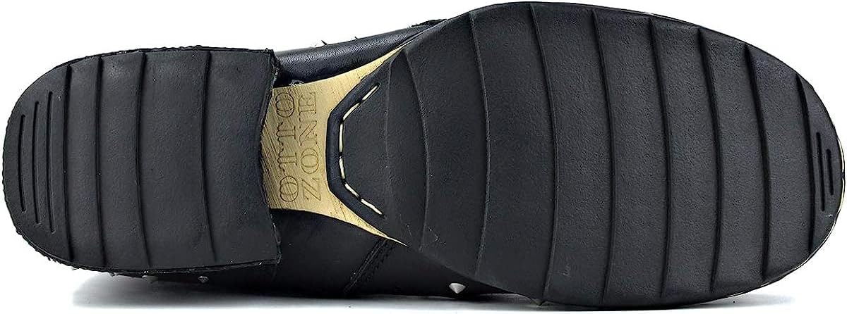 OSSTONE Moto Boots for Men Fashion Zipper-up Leather Chukka Boots Casual Shoes with rivets OS-5008-1-M