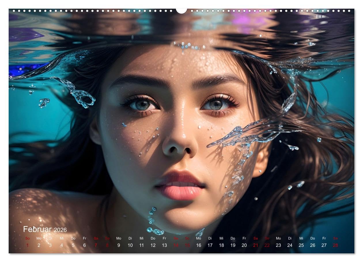 Models unter Wasser (hochwertiger Premium Wandkalender 2026 DIN A2 quer), Kunstdruck in Hochglanz: Atemberaubende Unterwasserporträts wunderschöner Frauen in magischem Licht (CALVENDO Kunst)