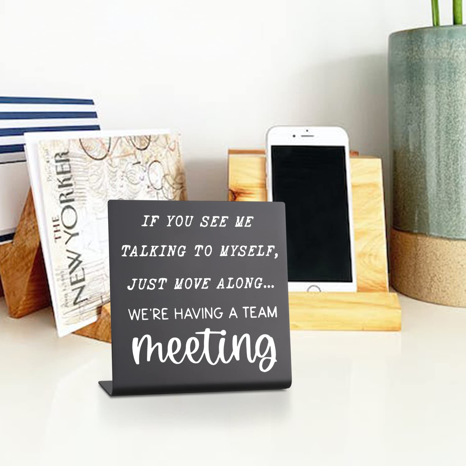 Funny Office Desk Sign - 'I'm Right On Top Of That Rose' Cubicle Decor, Positive Gift For Coworkers, Boss, Or Teammate (6.3" X 3.14") - View #13