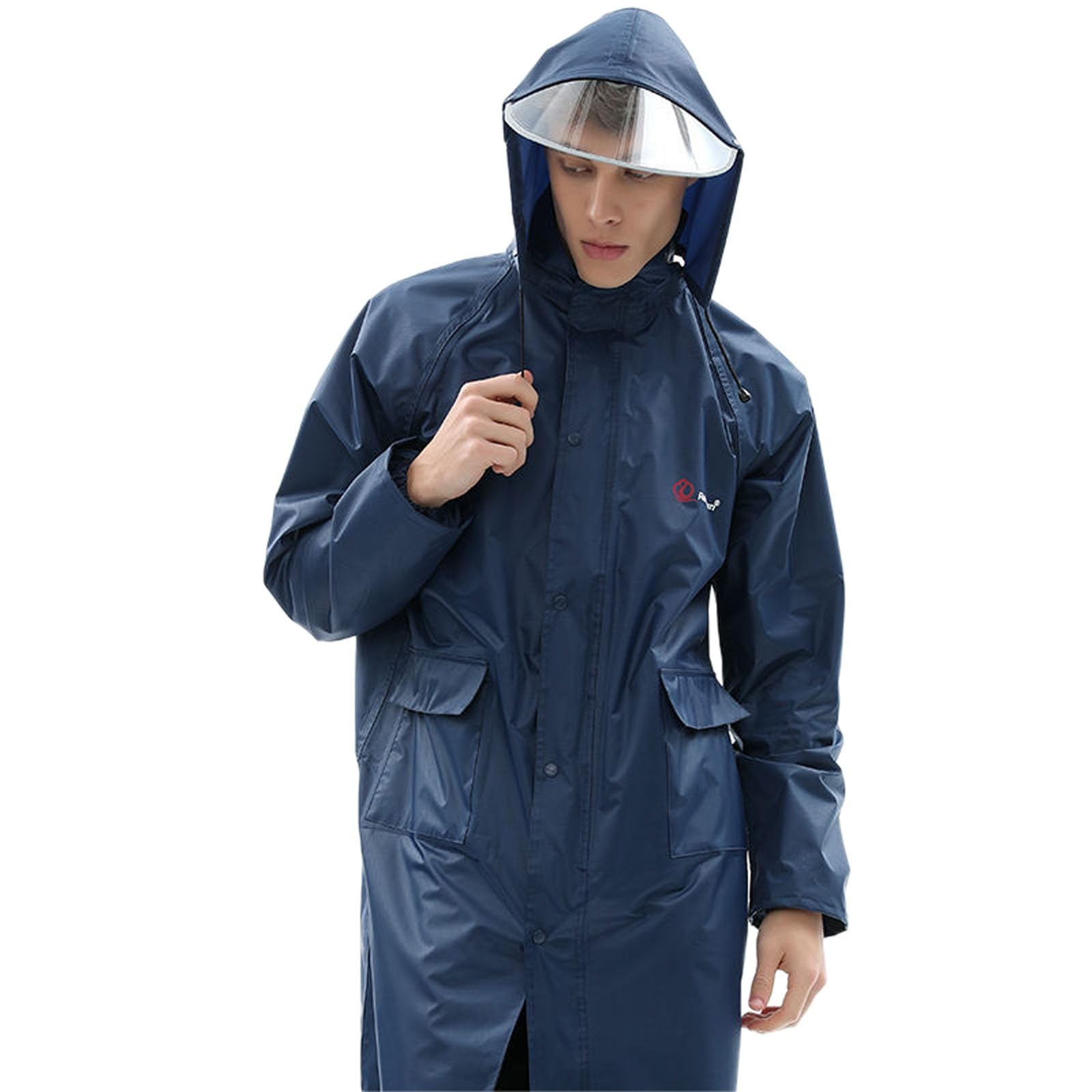 Genérico Chubasquero Mujer Viaje,Chaqueta Anorak Larga De Doble Capa para Mujer con Capucha De ala Ancha para Exteriores Clima Lluvioso Ropa Informal para Todas Las Estaciones