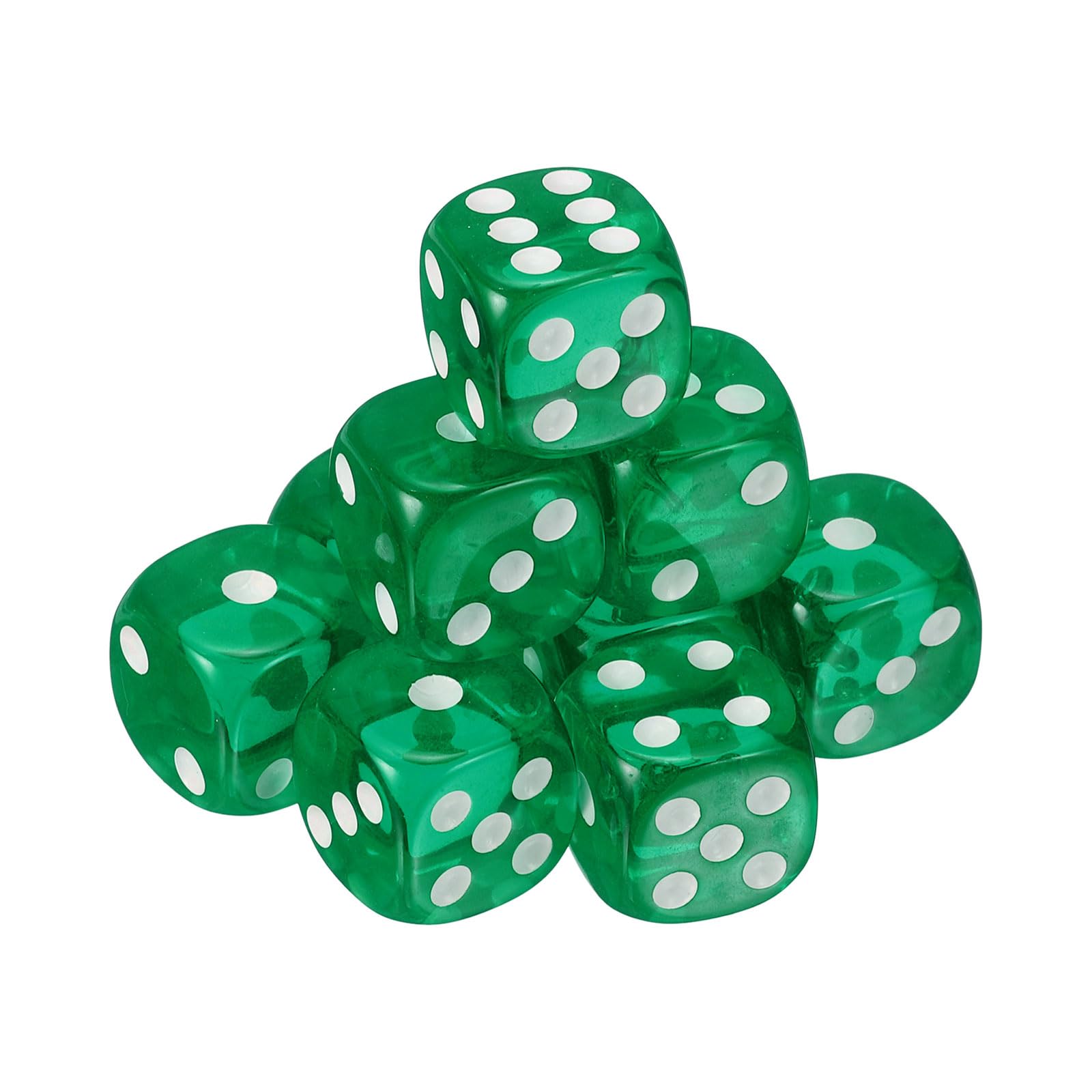 sourcing map 10Pcs 6 Sided Acrylic Dice, 18mm/0.71" Rounded Corner Translucent Colored D6 Game Dice for Theme Party Fun Table Board Games, Green