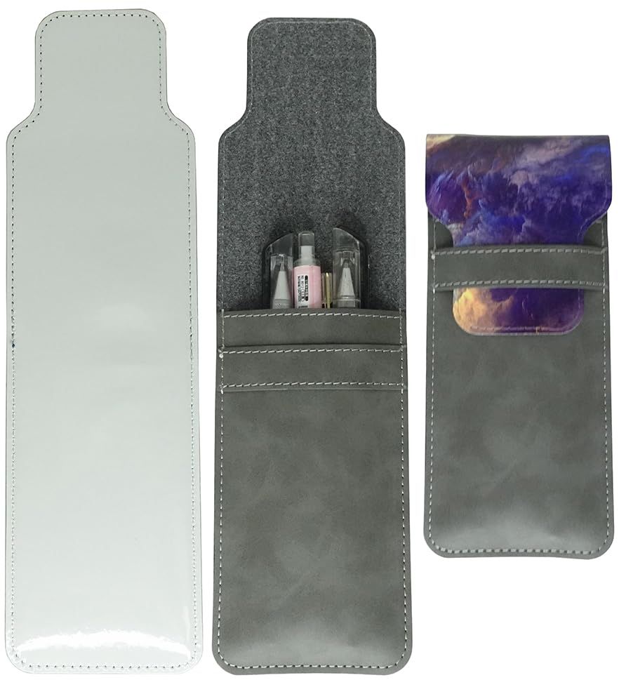 Yongkang Bolsa Para Caneta De Sublimação Com 3 Peças (Couro Virgem + Couro Colorido), Capacidade 1 A 5 Canetas, Processo Faça Você Mesmo (Cinza)