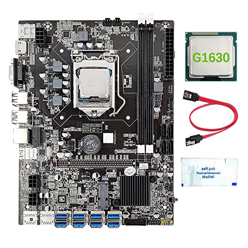 AMIUHOUN B75 BTC Gruvmoderkort med G1630 CPU och 8 USB 3.0