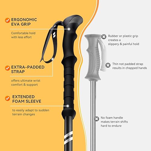 Miniatura 4 de Collapsible Hiking Poles, Lightweight Aluminum Adjustable Walking Poles,Carbon Fiber Trekking Poles with Flip Lock and EVA Grips Suitable for All