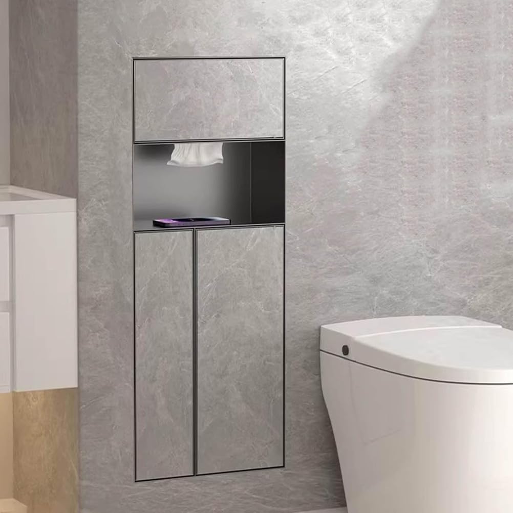Unterputz Toilettenpapierhalter Befliesbar, Unterputz Wc Modul Befliesbar Toilettenpapier mit MüLleimer, Nische Aus Edelstahl 304, für Badezimmer, Ohne Fliesen