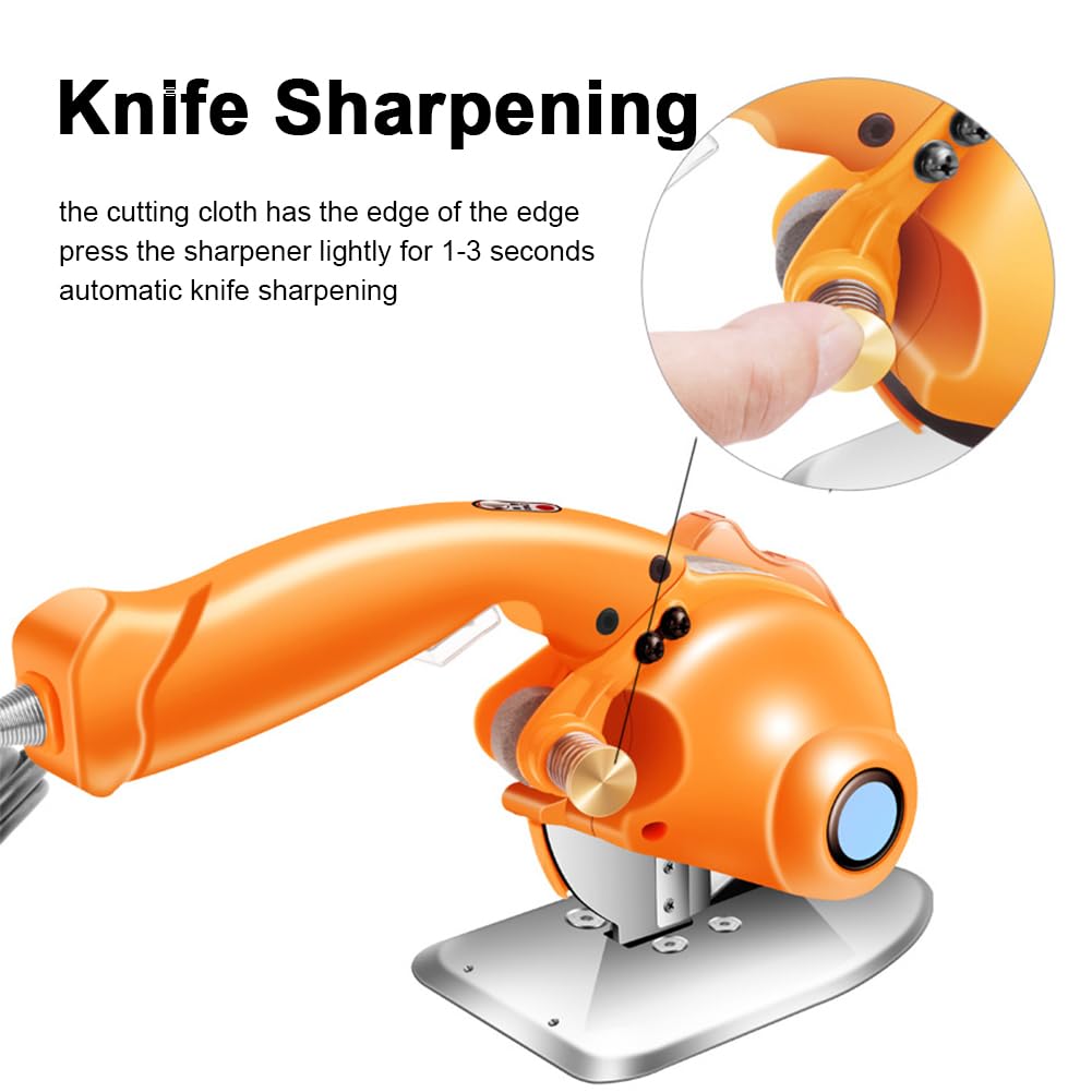 Taglierina per tessuti e cartoni, taglierina rotativa elettrica con lama tonda e luce LED, forbici elettriche con impugnatura ergonomica per lavorazione di tessuti, pelle, cucito, quilting 33mm