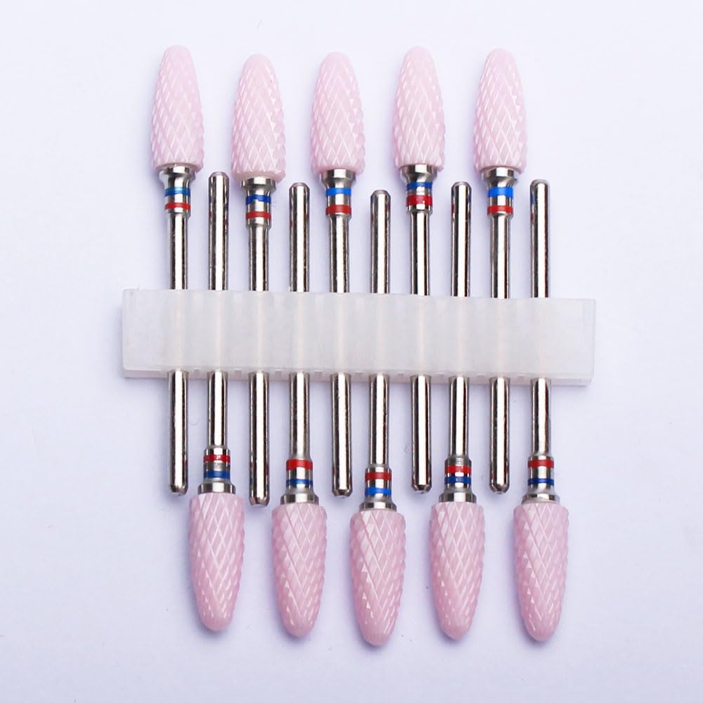 MyncbD Punta da Trapano 10 pz/Set Blu Rosa Ceramica Fresa per Unghie Fresa per Trapani per Manicure cuticola elettrica Rimuovere Macchine Utensili per Manicure (Color : 10pc-Pink 2)
