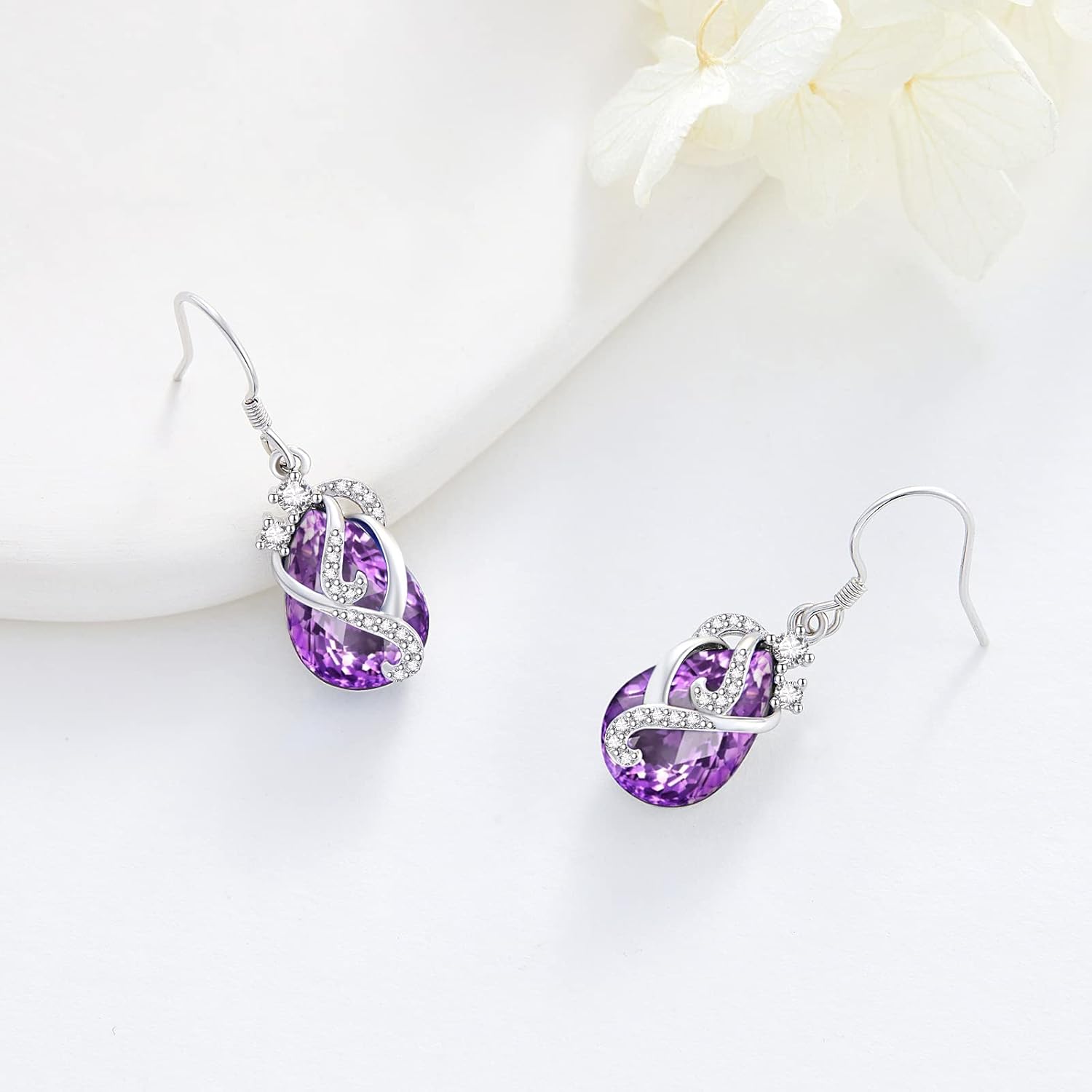 AENEAS Valentines Day Gifts for Women Her Teardrop Dangle Drop Earrings 925 Sterling Silver Pear Gemstone Birthstone Earring Fine Jewelry Birthday Gifts for Girlfriend Women Wife Her