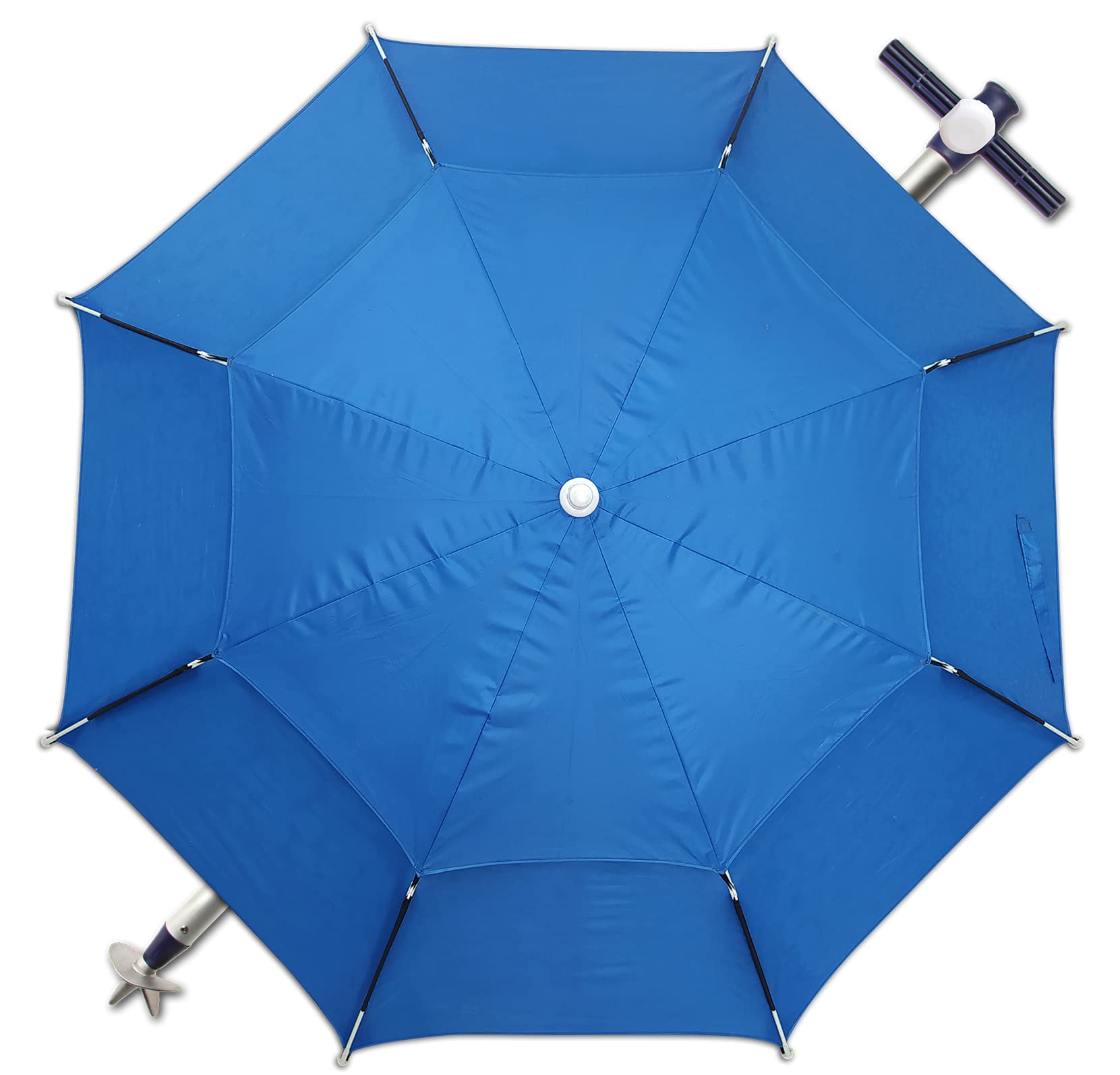 Pincho Sombrilla playa grande 200 cm, antiviento hasta 35km/h, protección uv 50, materiales de calidad, tubo de aluminio, 8 varillas de fibra de vidrio, palo reclinable, incluye bolsa de transporte