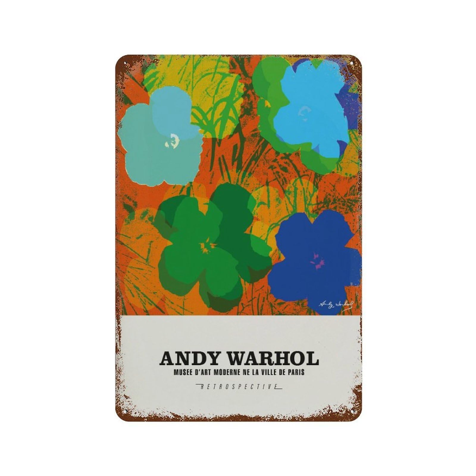 xiaoxiaoshen Andy Warhol Flowers Exhibition Pop1 Wall Decor Art Metal Tin Poster Modern Home Decor Art Home Bar Shop Decorations Vintage Sign 30x20cm