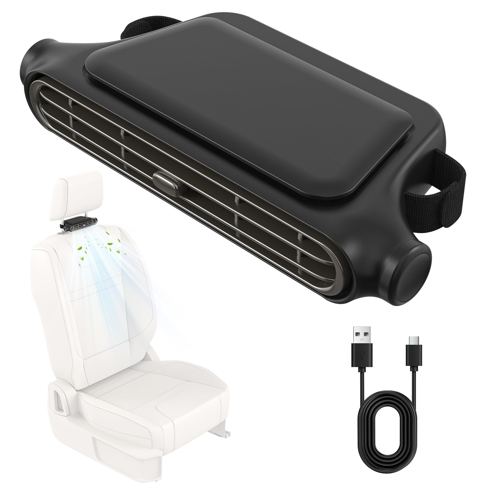 Ventilador Portátil Para Asientos De Automóvil, Ventilador De Con 3 Velocidades Ajustables, Ideal Para Sedanes, SUV, Autocaravanas Y Otros Vehículos Equipados Con Ventiladores Para Asientos