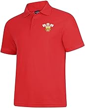 Uneek clothing Wales Rugby Embroidered Polo Shirt | Unisex Red | Six Nations Football Cymru Fan Gift | Welsh Supporter Shirt | XS to 7XL