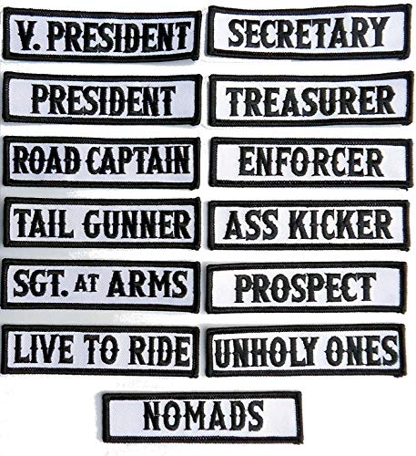 Son Outlaw Biker Devant de Veste Title [Noir] 13 Pcs Mc Patchs