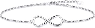 YZSFMZGE Infinity Bracelet/Anklet for Women 925 Sterling Silver Adjustable Infinity Bracelet Ankle Dainty Infinity Symbol Jewelry Gift fof Women Girls for Birthday Christmas