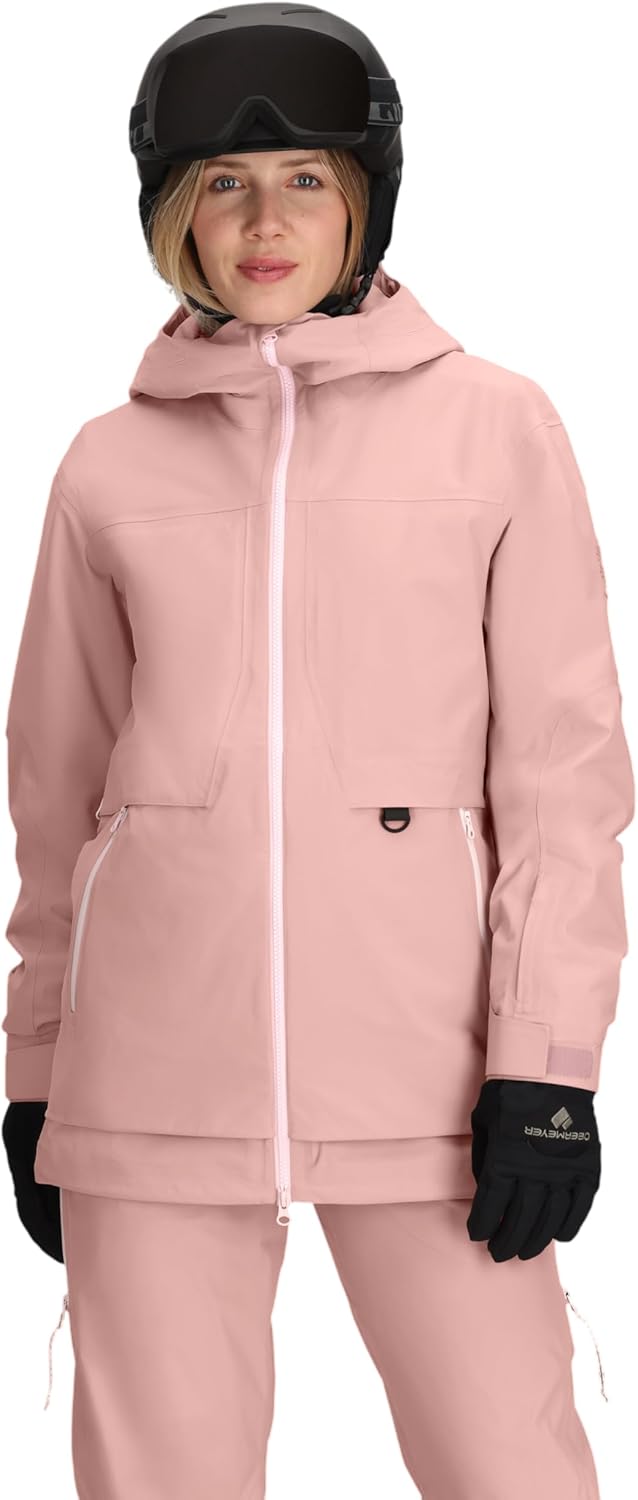 Obermeyer Womens Steibis Shell Ski Jacket, 30K mm Waterproof Breathable with 2-way Stretch, Pink Mauve Deep, Size L