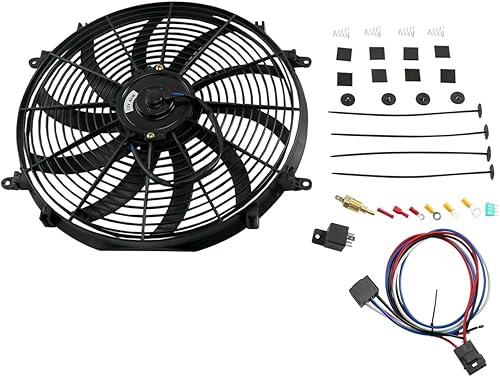 Ventilador eléctrico de 16 pulgadas para radiador, ventilador de 16 pulgadas + kit de relé