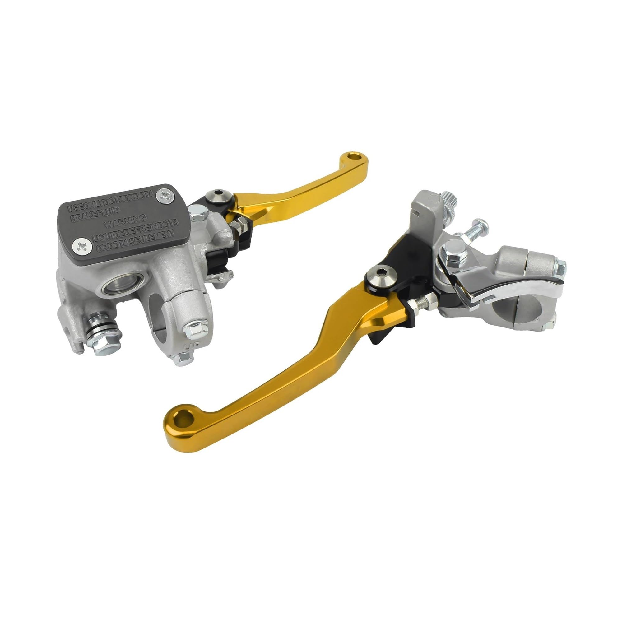 HONGSHIZI Handlebar Brake Clutch Lever Universal Motorcycle Clutch Brake Lever Pump Master Cylinder Reservoir Brake Lever(Yellow)