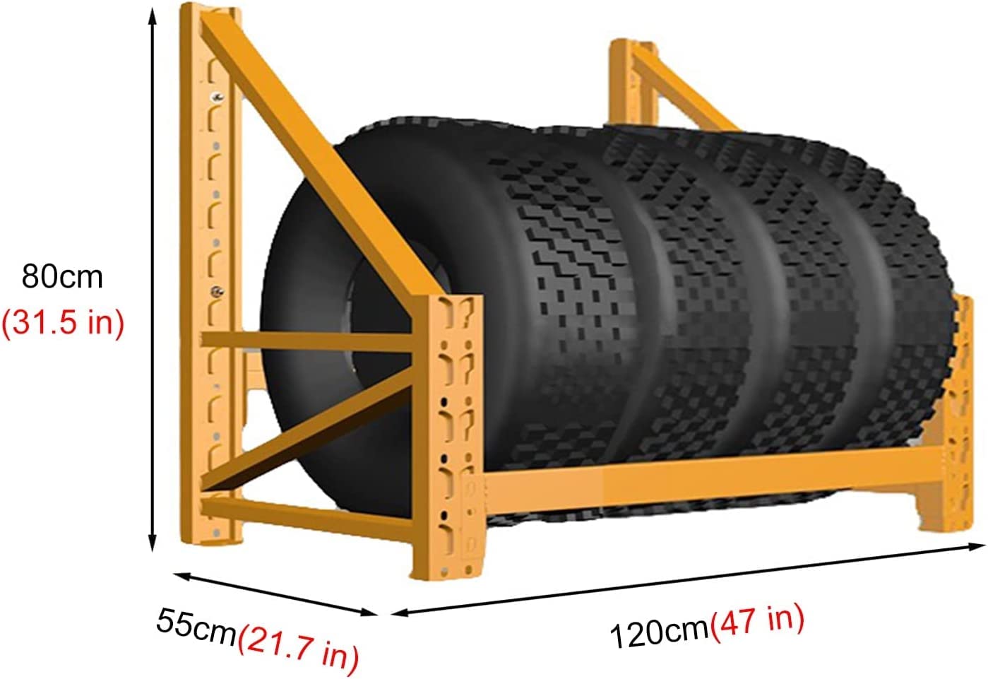Supporto per Pneumatici ad Alta Resistenza, Supporto da Parete per Pneumatici da Garage/capannoni/Appartamenti, espositore per Pneumatici/Cerchi(120x55x80cm(47x21.7x31.5 in)