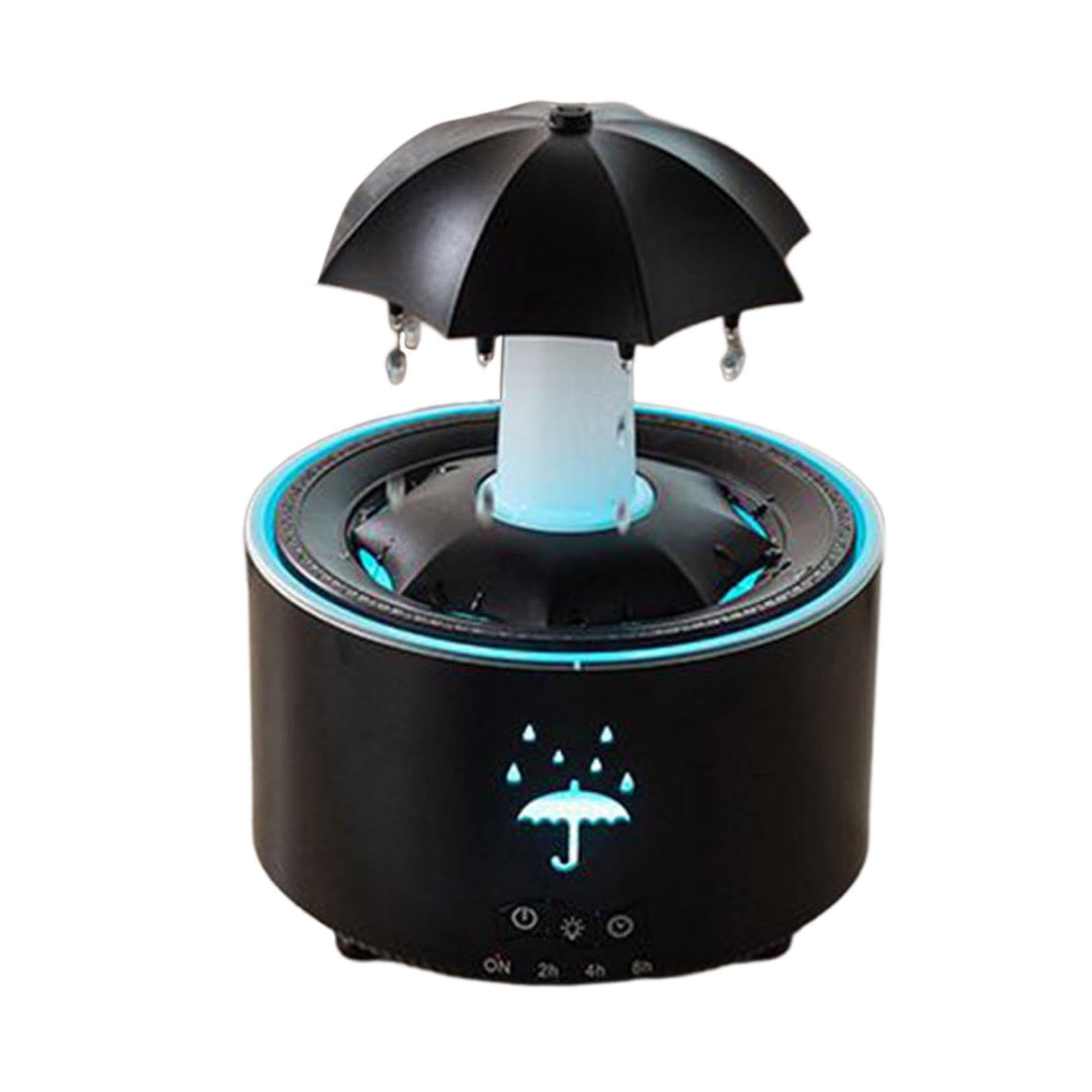 Rotating Umbrella Diffuser with Water Droplets 7 Color LED Aromatherapy Diffuser Timer Settings Auto Shut Off (Black)