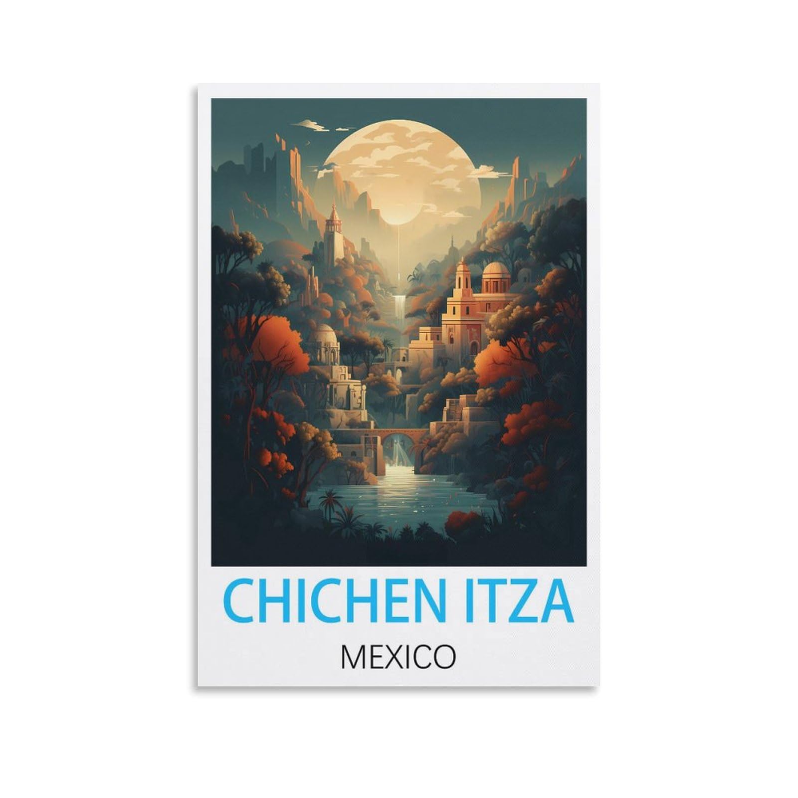 Vintage Metal Tin Sign Funny Retro,Chichen Itza Mexico,Decoration for Home Wall Art Kitchen Bar Pub Room Farm Garage Vintage Retro Poster Plaque 15x30cm